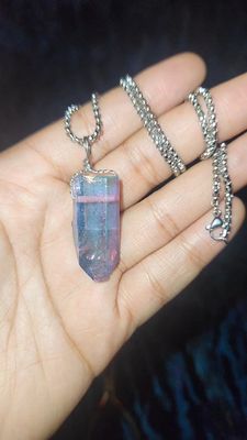 Pink &amp; Blue Aura Quartz Pendant