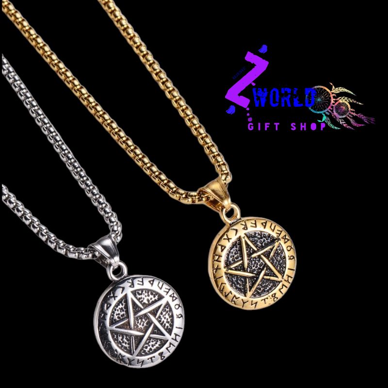 Viking Pentagram Coin + Chain