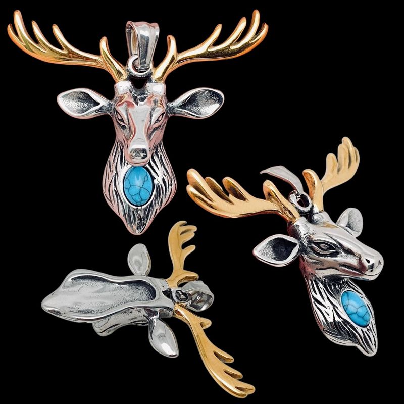 Golden Horn Elk Pendant