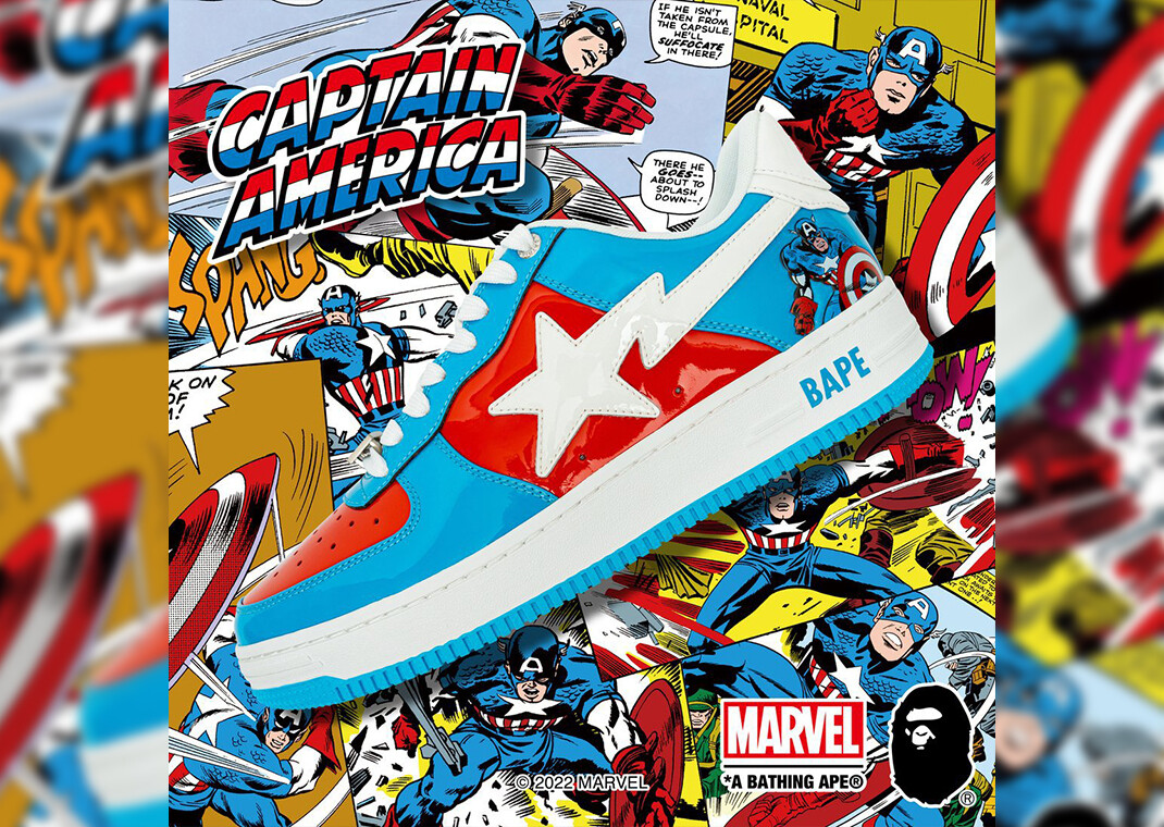 Marvel x A Bathing Ape BAPESTA "Captain America"
