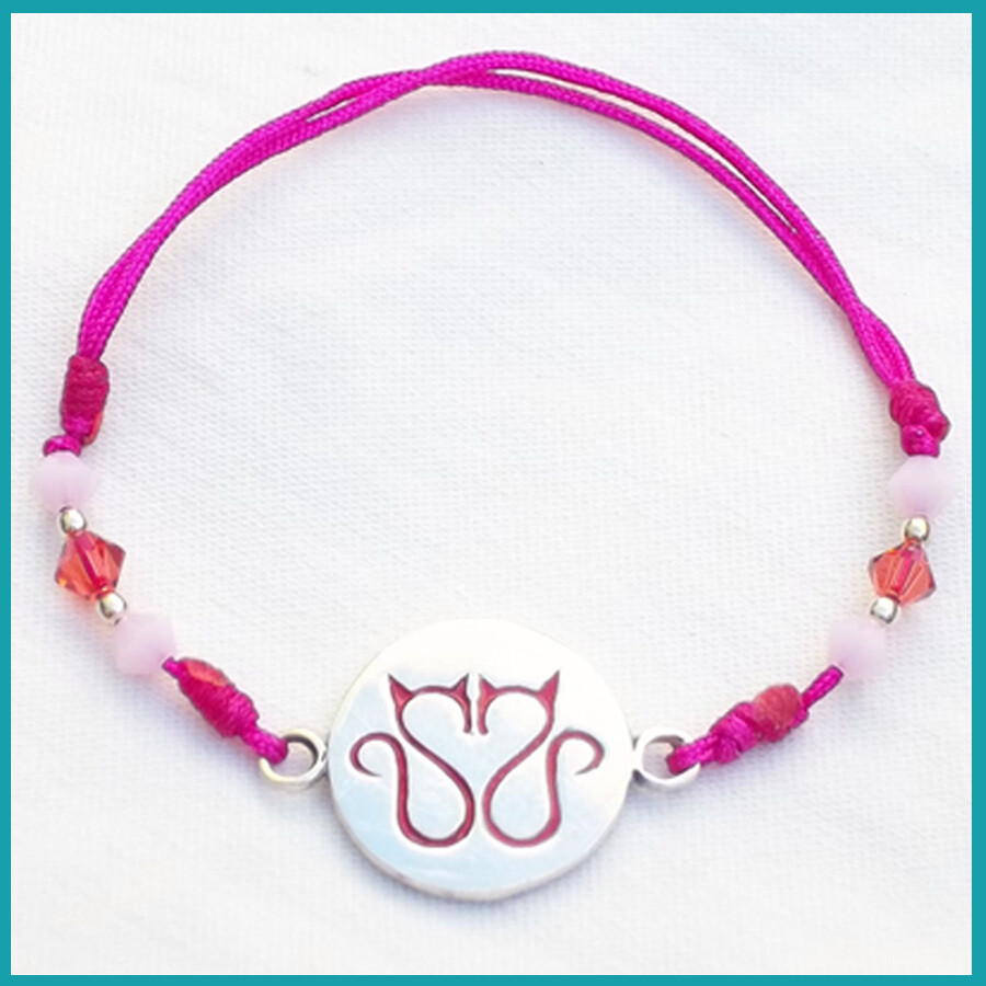 Pulsera de #GatitosEnamorados Rosa, plata