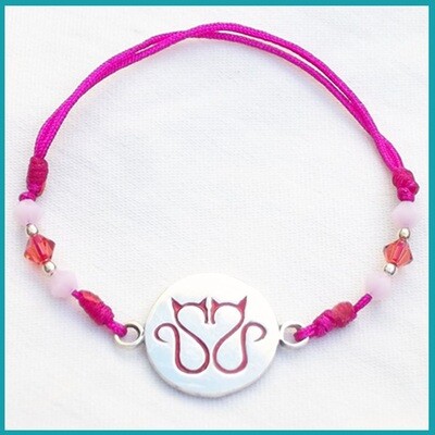 Pulsera de #GatitosEnamorados Rosa, plata