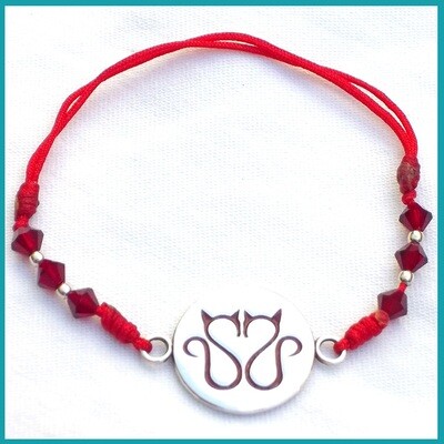 Pulsera de #GatitosEnamorados Rojo, plata