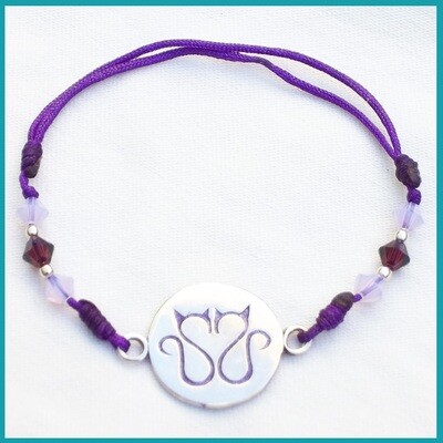 Pulsera de #GatitosEnamorados Morado, plata