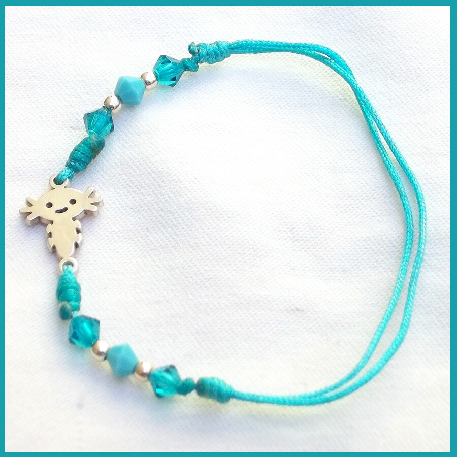 Pulsera #AjolotitoBb Azul, plata
