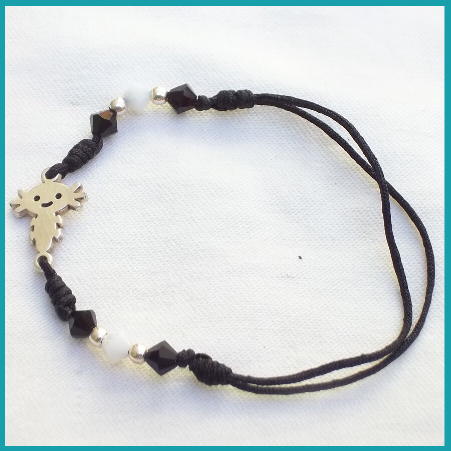 Pulsera #AjolotitoBb Negro, plata