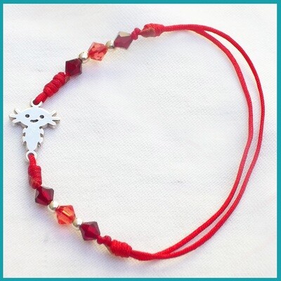 Pulsera #AjolotitoBb Rojo, plata