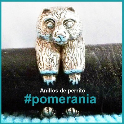 Anillo de perrito #pomerania plata, multitalla