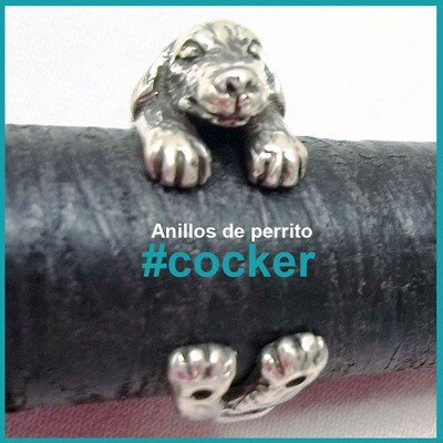 Anillo de perrito #cocker plata, multitalla