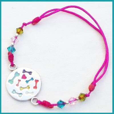 Pulsera de #Huesitos Rosa, plata