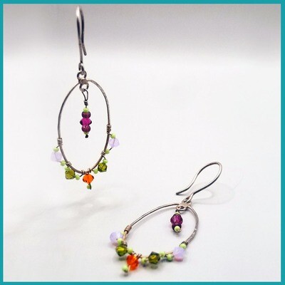 Aretes &quot;Árabe&quot; NARANJA plata y Swarovski