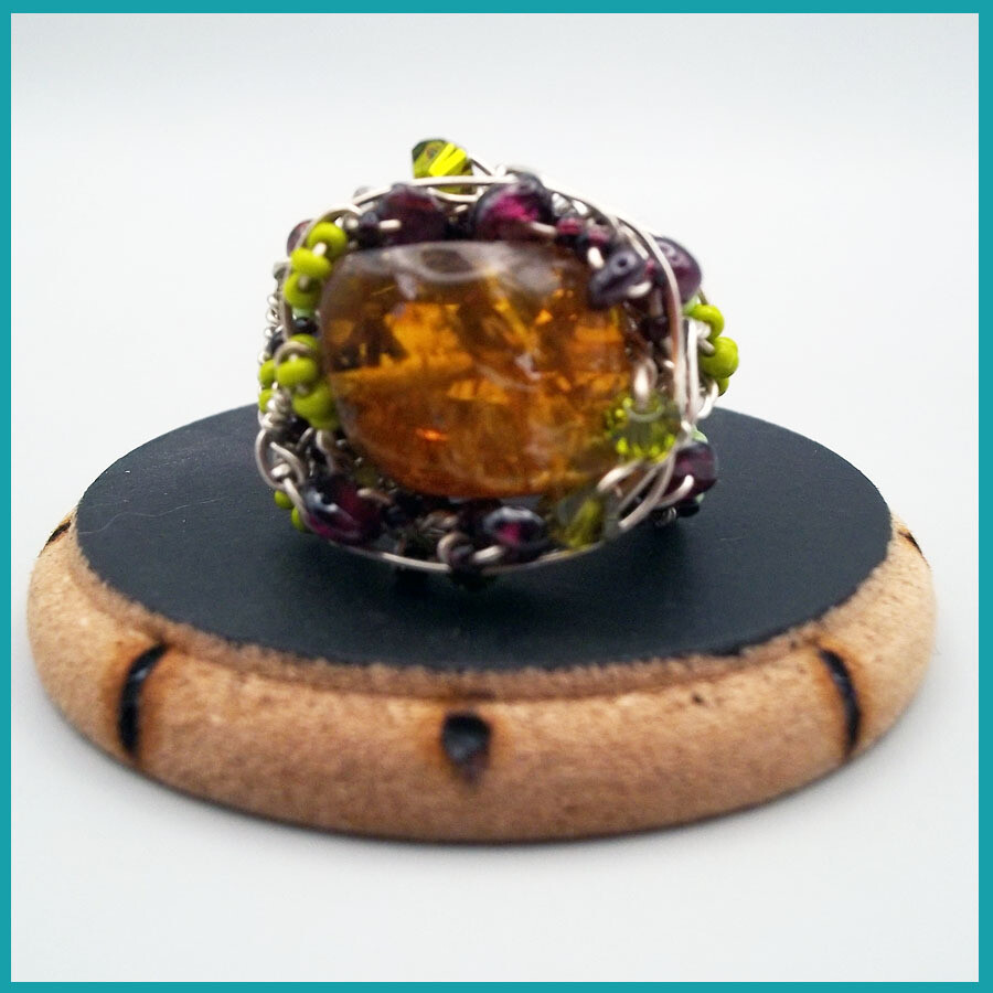 Anillos de plata &quot;Dark Forest&quot; plata, Ámbar
