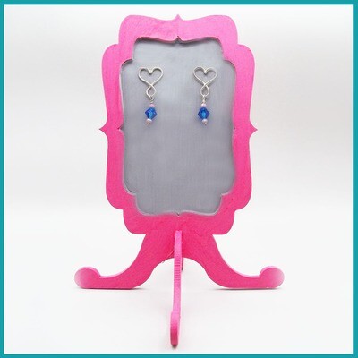 Broqueles #CorazoncitoBb plata, Swarovski azul