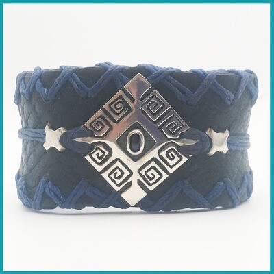 Pulsera Híkuri Azul, plata, Zafiro y piel