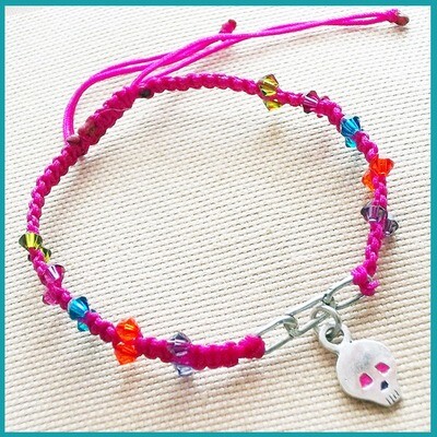 Pulsera #TodosSomosCalacas rosa, plata