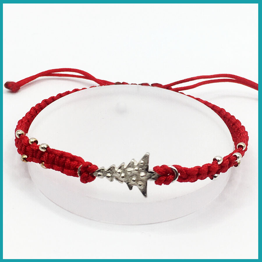 Pulsera &quot;Arbolito navideño&quot; Plata, rojo