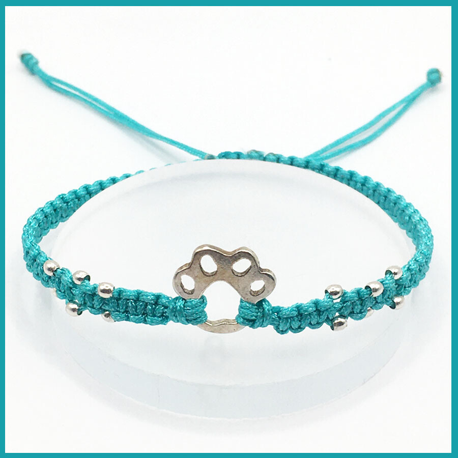 Pulsera &quot;Huellita&quot; Plata, Turquesa