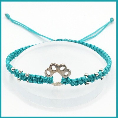 Pulsera &quot;Huellita&quot; Plata, Turquesa