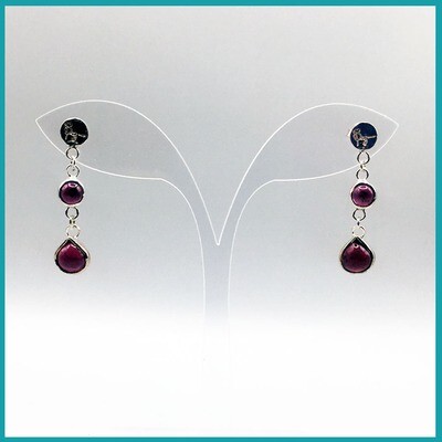 Aretes Gota de Granate, plata