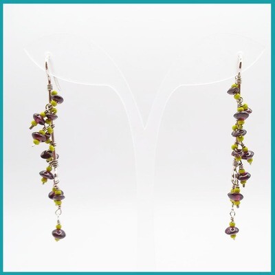 Aretes &quot;Ramitas de Granate&quot;, plata