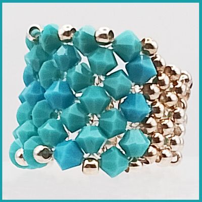 Anillo #ArcoirisTurquesaSwarovski  Plata, Turquesa