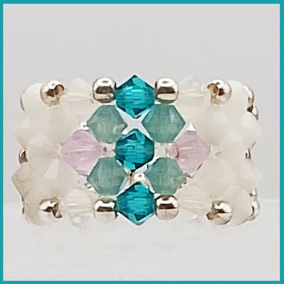 Anillo Arcoiris Swarovski  Plata, Blanco