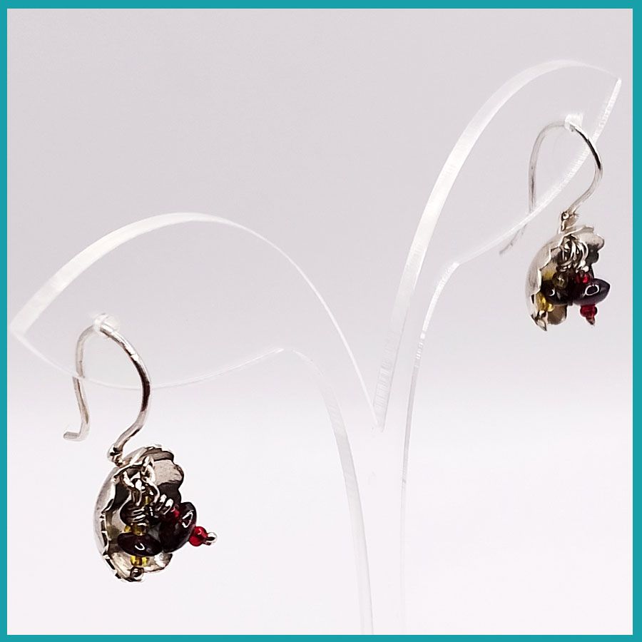 Aretes #FlordeGranate plata, 13mm