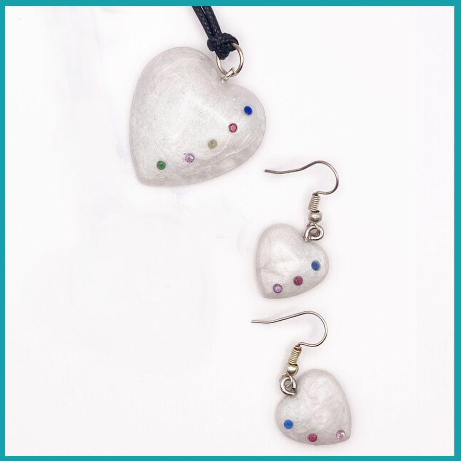 Conjunto #CorazónBlanco Circonias Colores