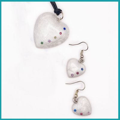 Conjunto #CorazónBlanco Circonias Colores