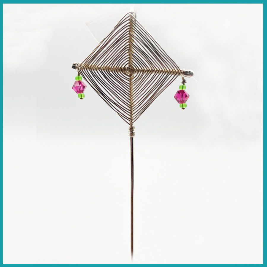 Arete flotante Ojo de Dios,  plata, Swarovski
