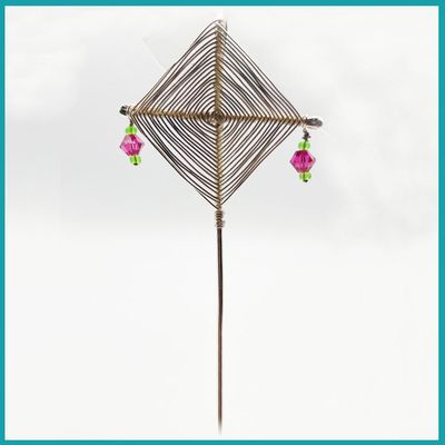 Arete flotante Ojo de Dios,  plata, Swarovski