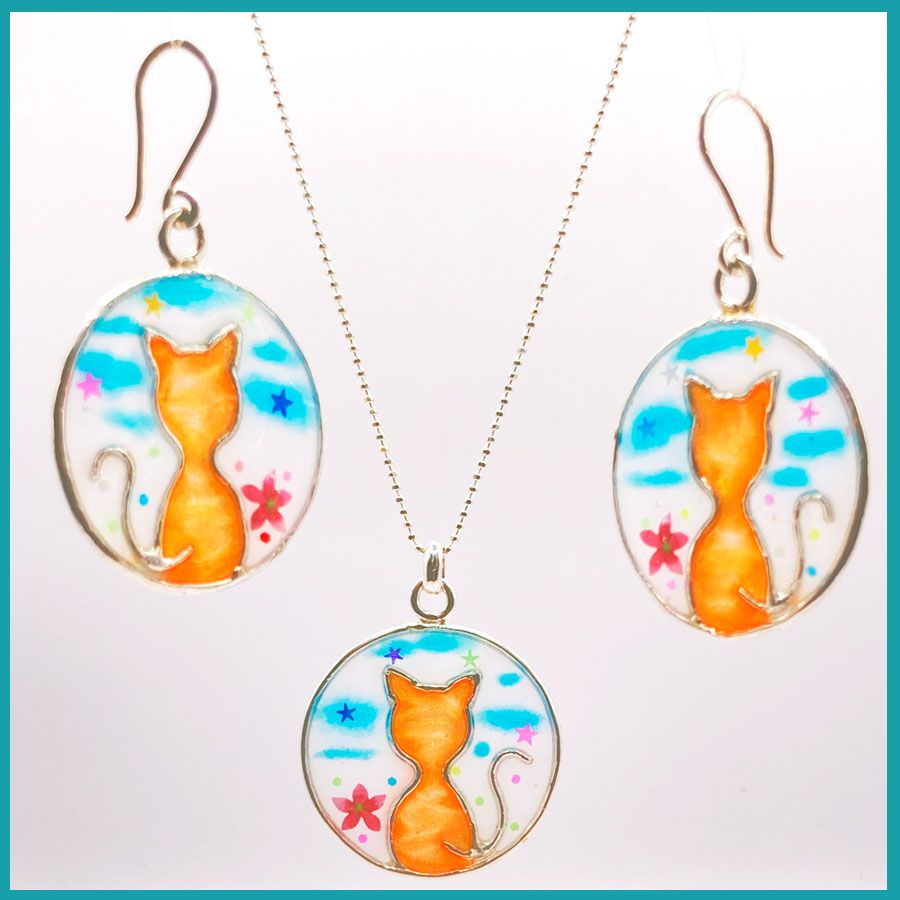 Conjunto Gato en la luna, plata