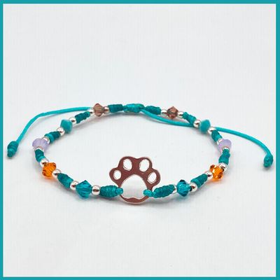 Pulsera Huellita calada, plata, Swarovski