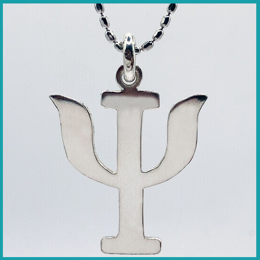 Dije con cadena Psi,  plata,