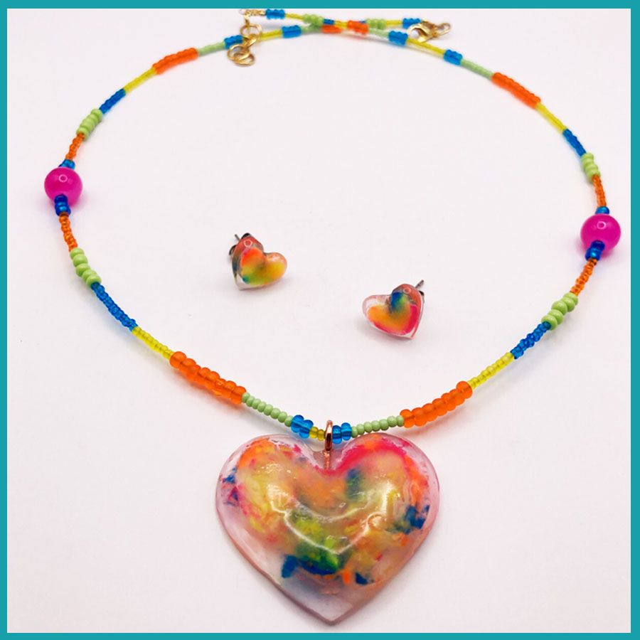 Conjunto Corazón Anaranjado, brilla de noche