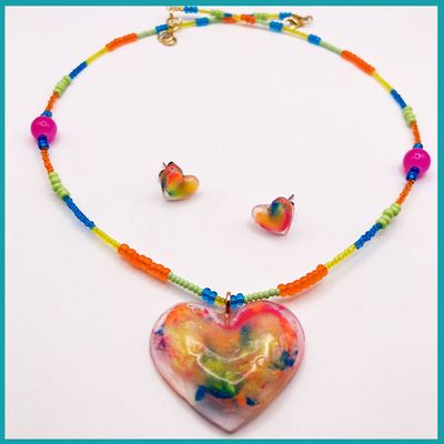 Conjunto Corazón Anaranjado, brilla de noche