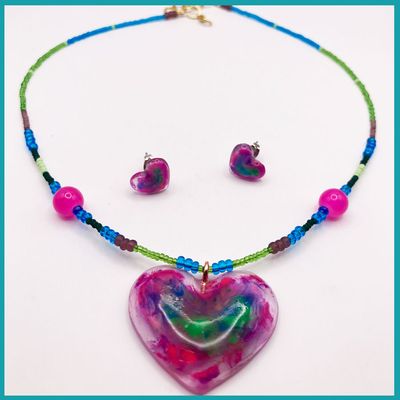 Conjunto Corazón Purpura, brilla de noche