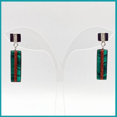 Aretes Malaquita de lujo