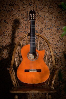 Juan Montes , NEW! Florentine cutaway Blanca
Cypress / Spruce Flamenco and Cross-over guitar