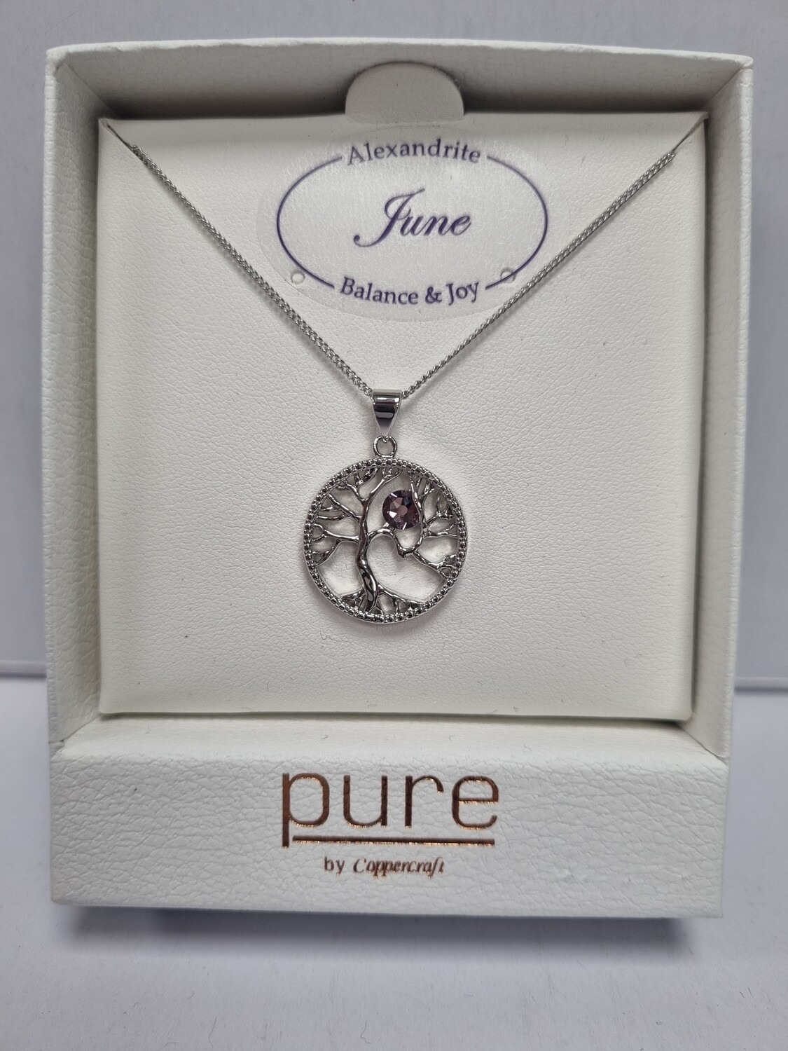 Pure by Coppercraft June Tree of Life Birthstone Necklace