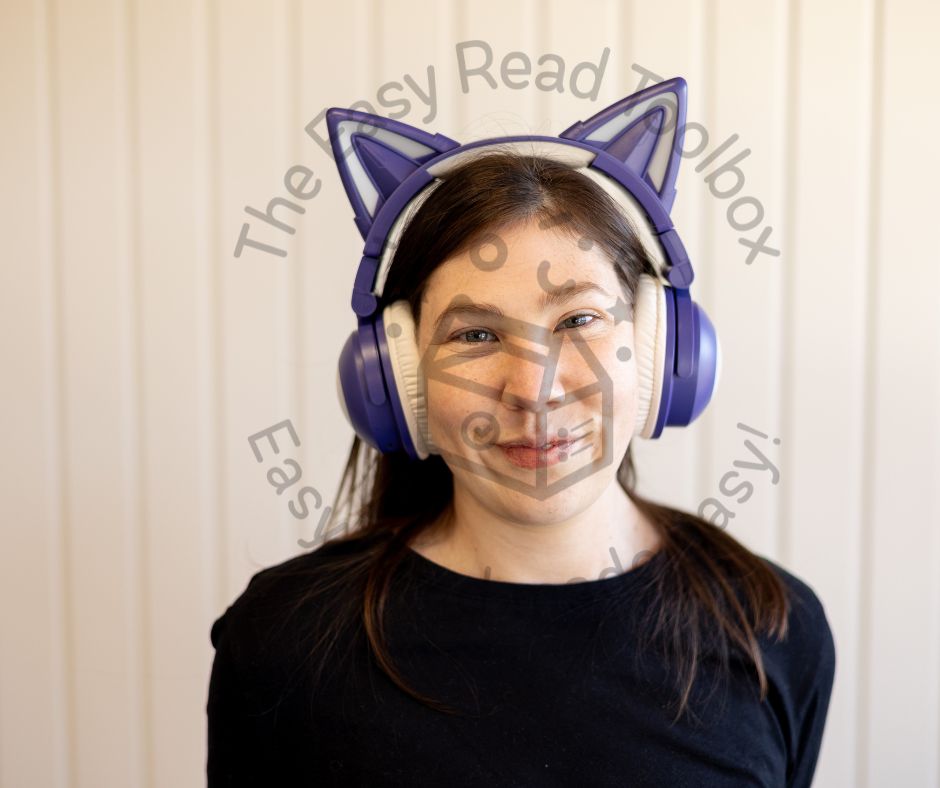 Female wearing Cat headphones