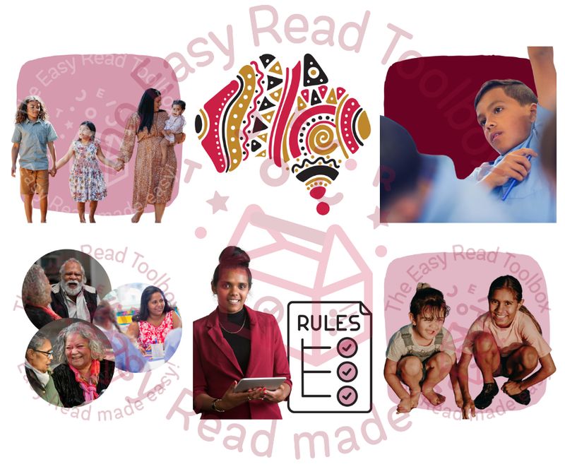 6 images that show First Nations art, family and friends. 