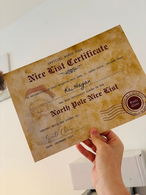 Nice List Certificate