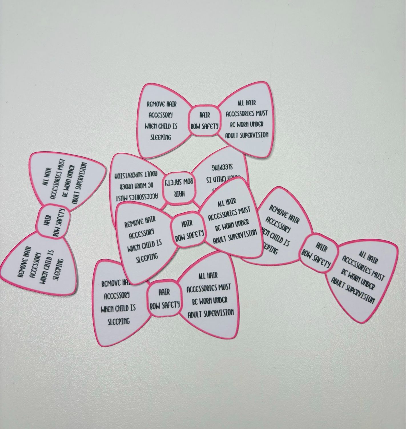 Hair bow Safety Cards
