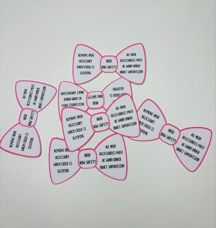 Hair bow Safety Cards