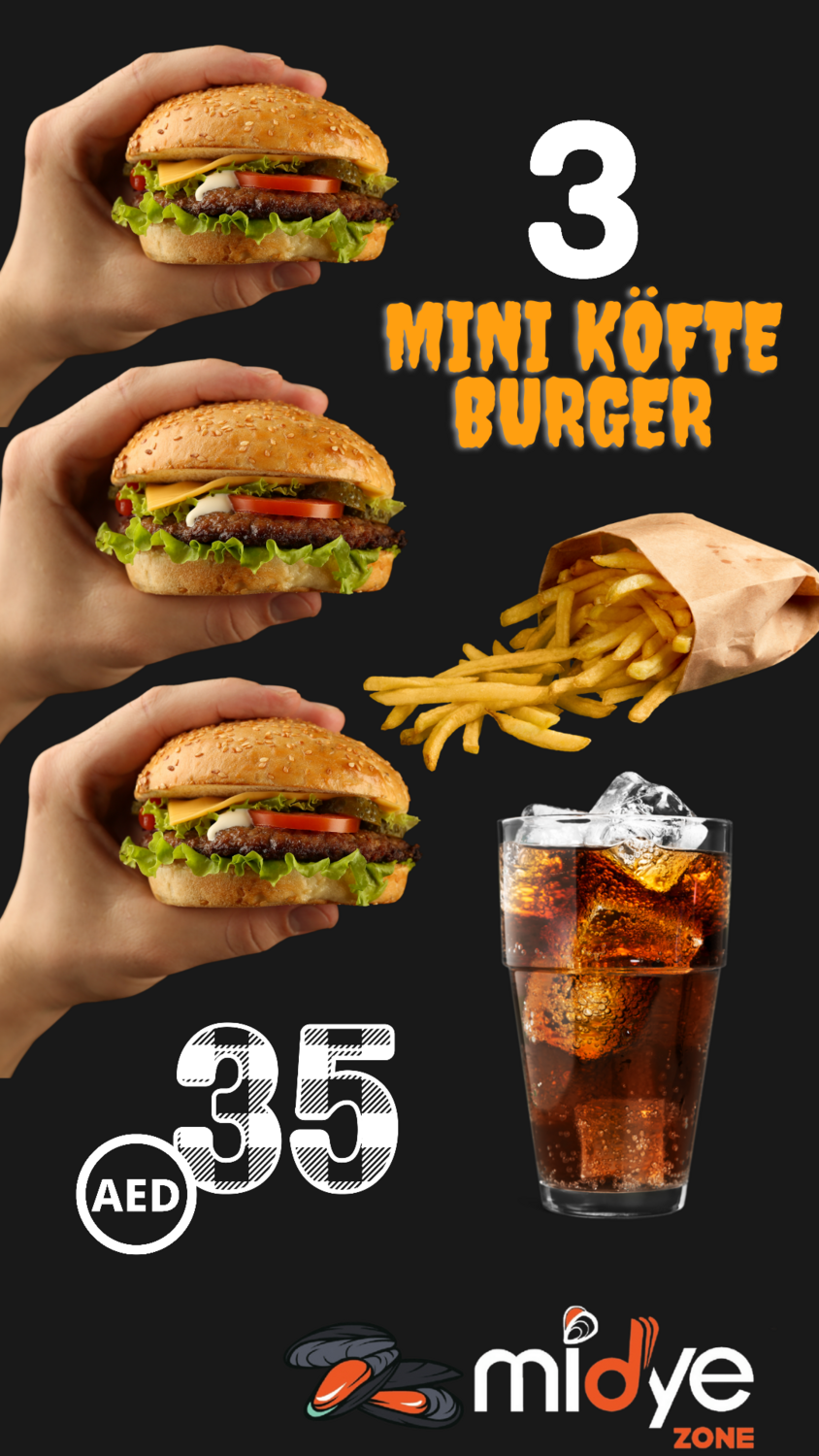 3 MINI KÖFTE  BURGER (MEAL)