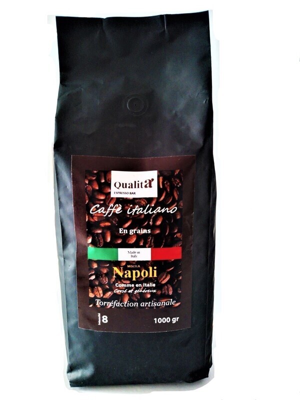 CAFE EN GRAINS NAPOLI. 100 % ROBUSTA.