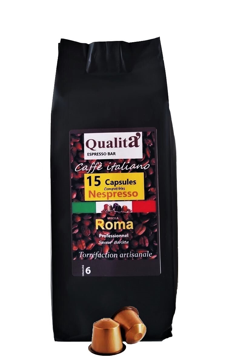 Capsules de café ROMA 80 % Robusta 20% Arabica (Boîte de 15 capsules)