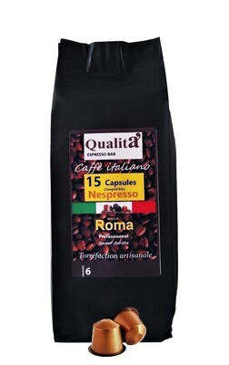 Capsules de café ROMA 80 % Robusta 20% Arabica (Boîte de 15 capsules)