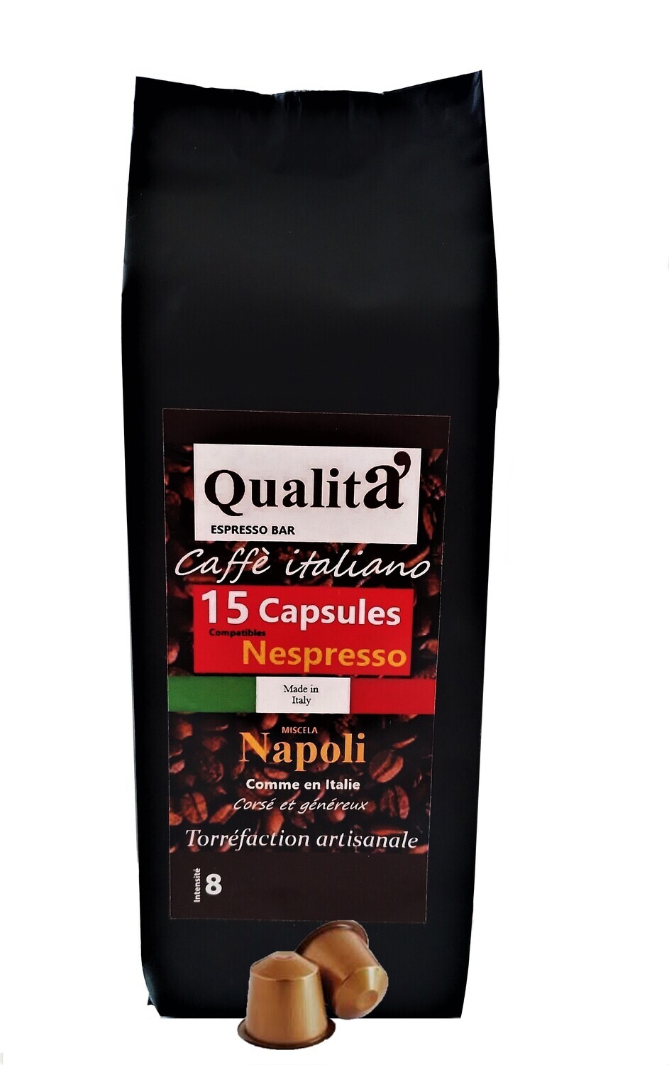 Capsules de café NAPOLI 100 % Robusta (Boîte de 15 capsules)